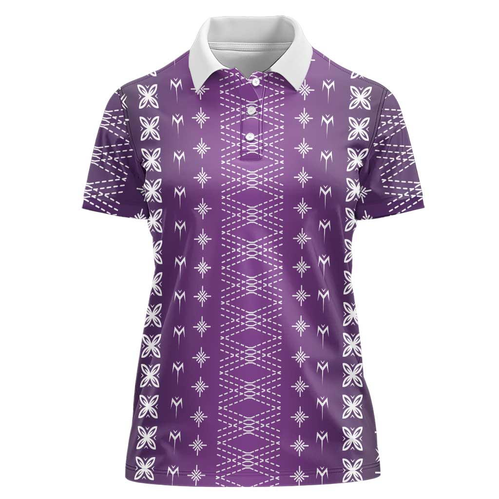 Purple Samoa Malu Tattoo Inspired Women Polo Shirt - Polynesian Pride
