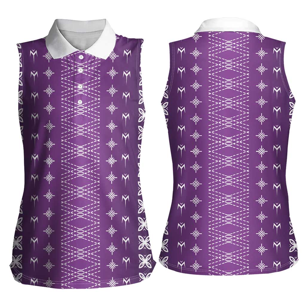 Purple Samoa Malu Tattoo Inspired Women Sleeveless Polo Shirt - Polynesian Pride