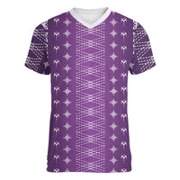 Purple Samoa Malu Tattoo Inspired Women V-Neck T-Shirt - Polynesian Pride