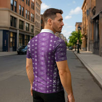Purple Samoa Malu Tattoo Inspired Zipper Polo Shirt - Polynesian Pride