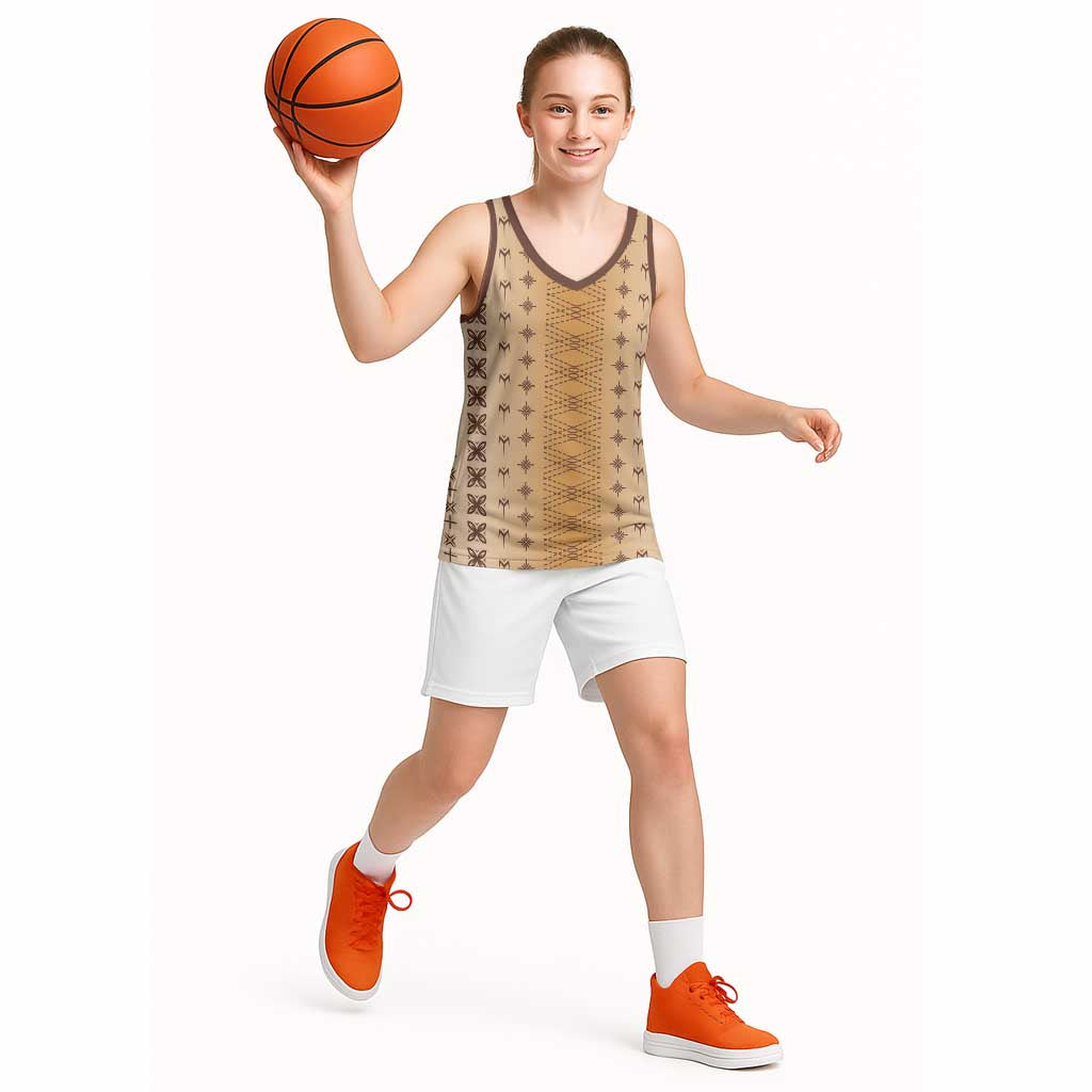 Beige Samoa Malu Tattoo Inspired Basketball Jersey - Polynesian Pride