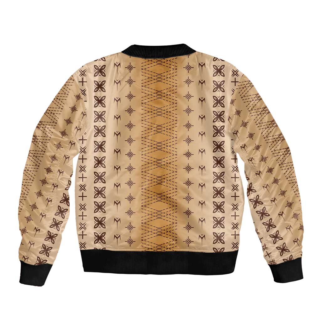 Beige Samoa Malu Tattoo Inspired Bomber Jacket - Polynesian Pride