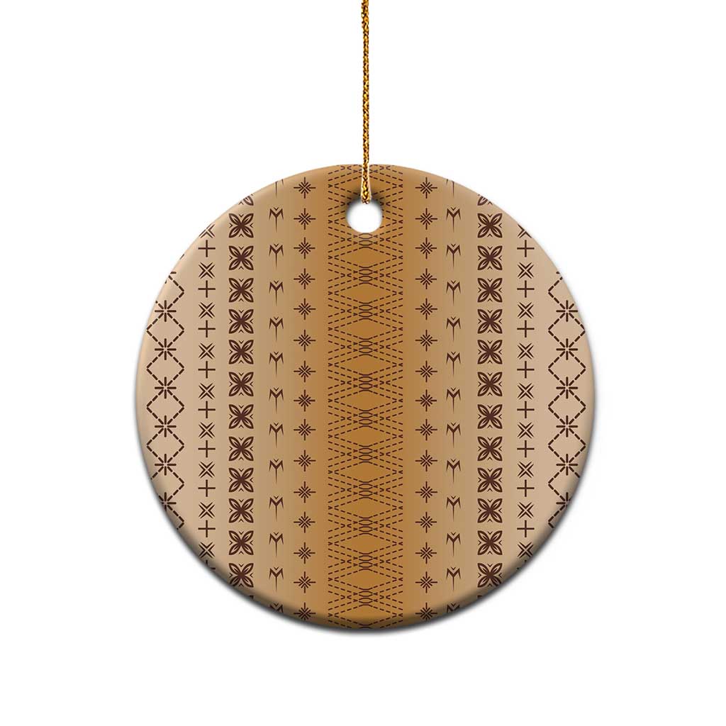 Beige Samoa Malu Tattoo Inspired Ceramic Ornament - Polynesian Pride