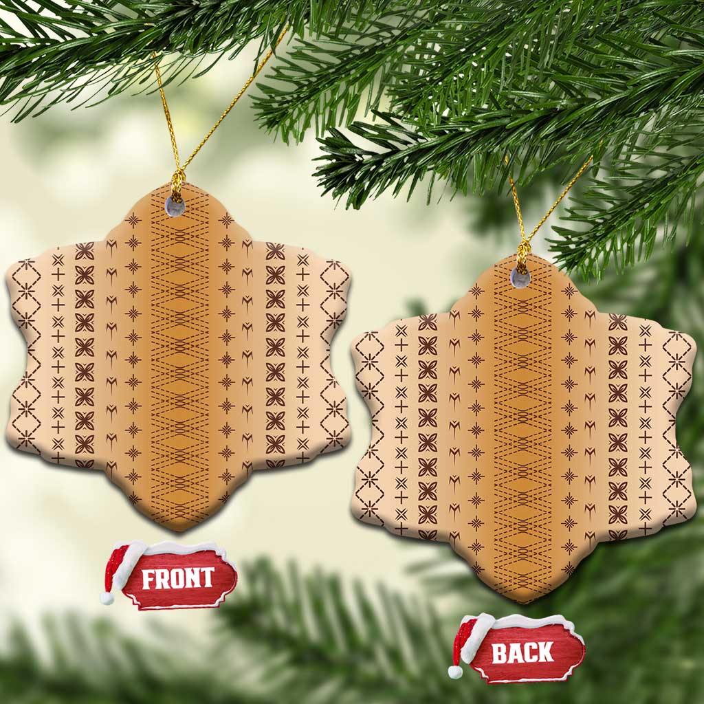 Beige Samoa Malu Tattoo Inspired Ceramic Ornament - Polynesian Pride