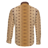 Beige Samoa Malu Tattoo Inspired Family Matching Long Sleeve Bodycon Dress and Hawaiian Shirt - Polynesian Pride