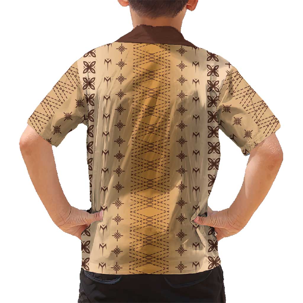 Beige Samoa Malu Tattoo Inspired Family Matching Short Sleeve Bodycon Dress and Hawaiian Shirt - Polynesian Pride