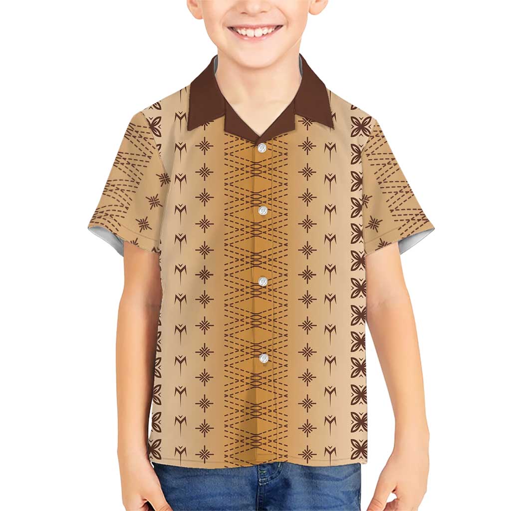 Beige Samoa Malu Tattoo Inspired Family Matching Short Sleeve Bodycon Dress and Hawaiian Shirt - Polynesian Pride
