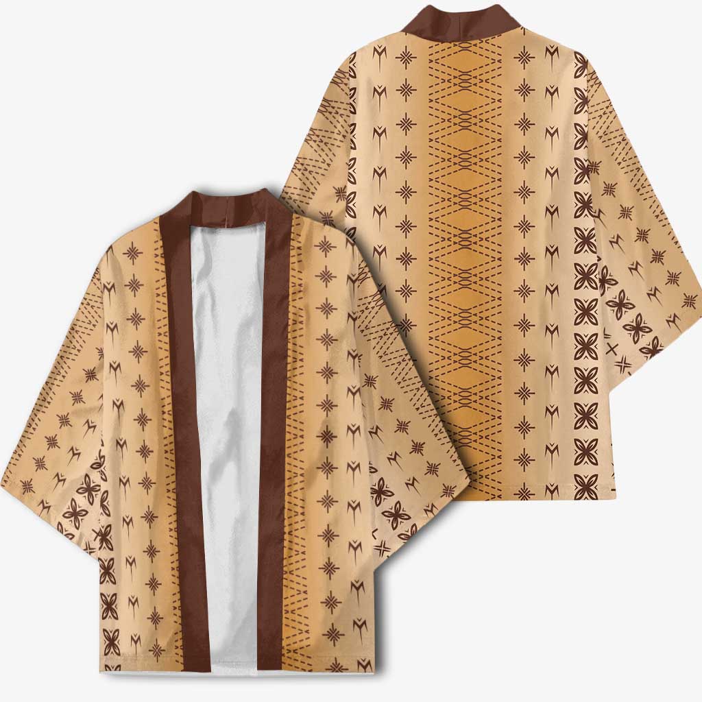 Beige Samoa Malu Tattoo Inspired Kimono - Polynesian Pride