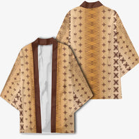 Beige Samoa Malu Tattoo Inspired Kimono - Polynesian Pride