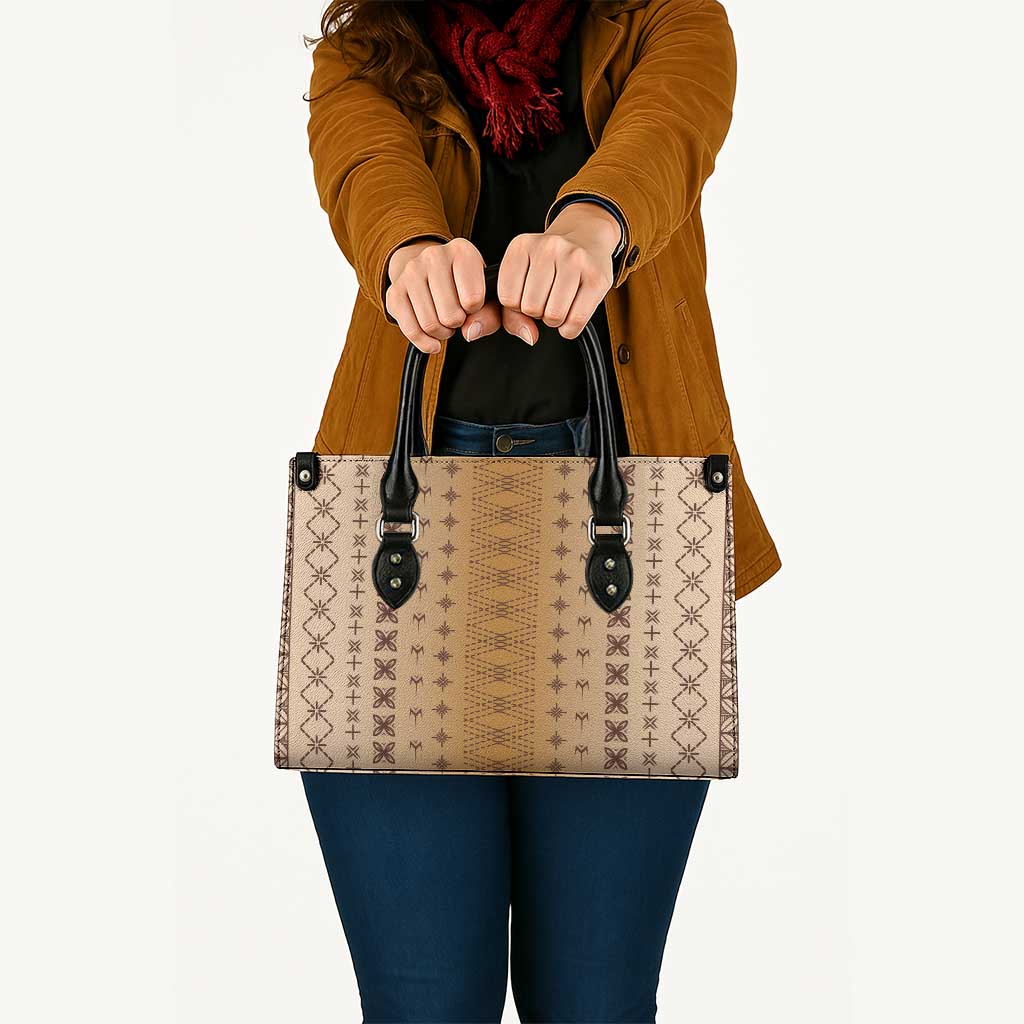 Beige Samoa Malu Tattoo Inspired Leather Bag - Polynesian Pride