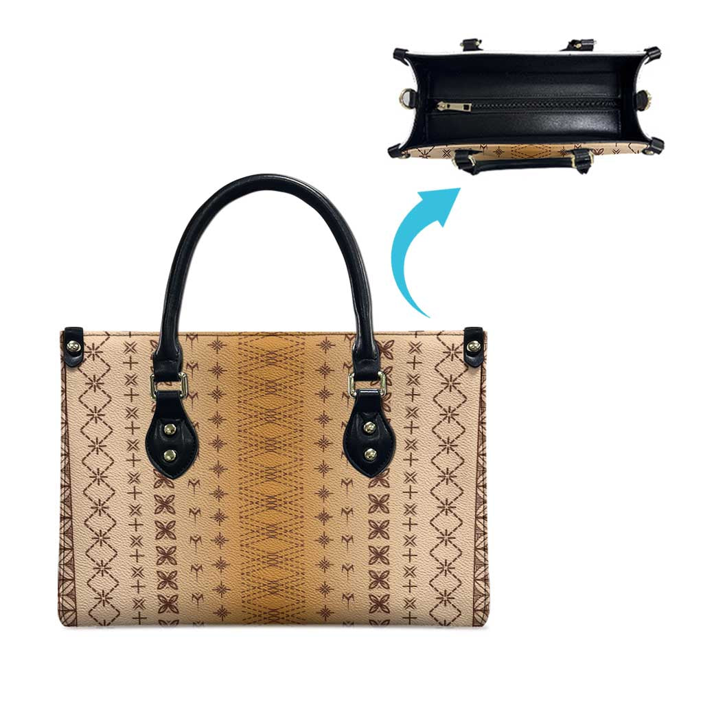 Beige Samoa Malu Tattoo Inspired Leather Bag - Polynesian Pride