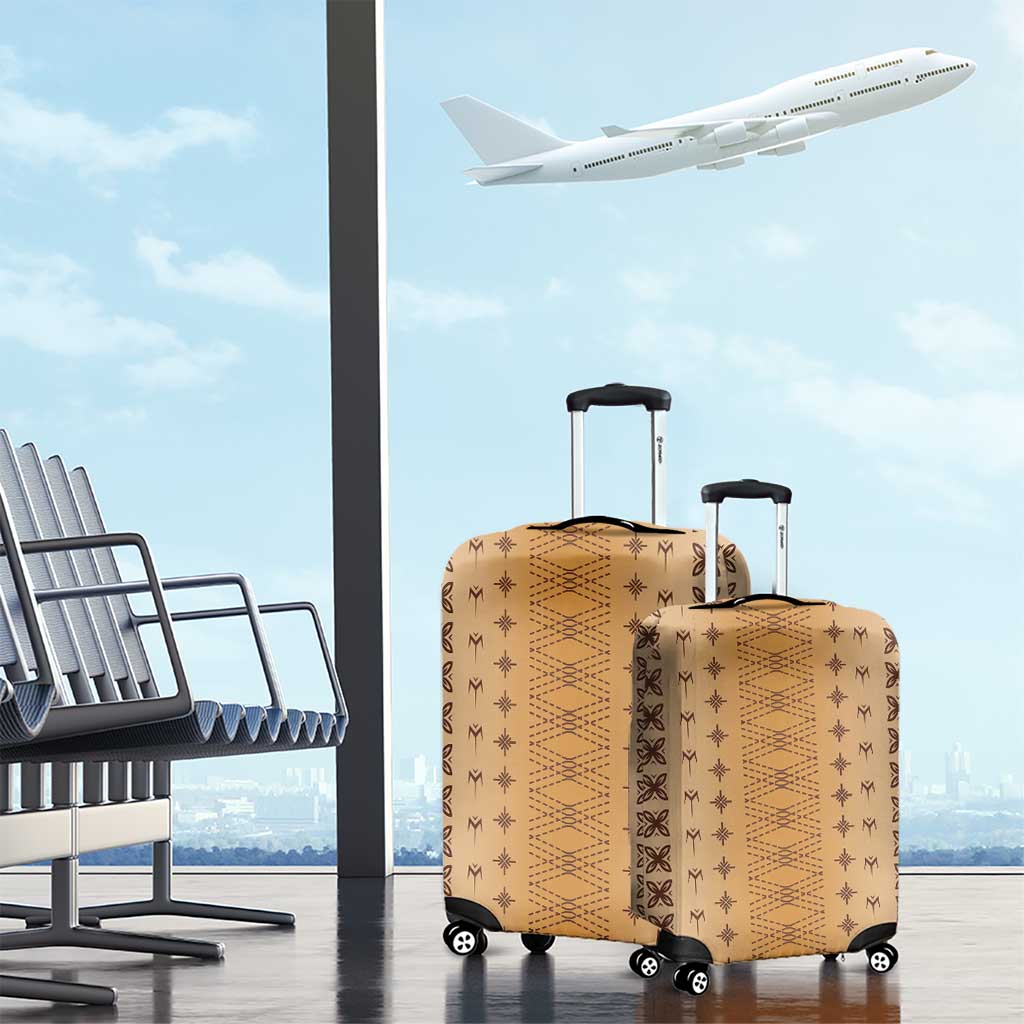 Beige Samoa Malu Tattoo Inspired Luggage Cover - Polynesian Pride