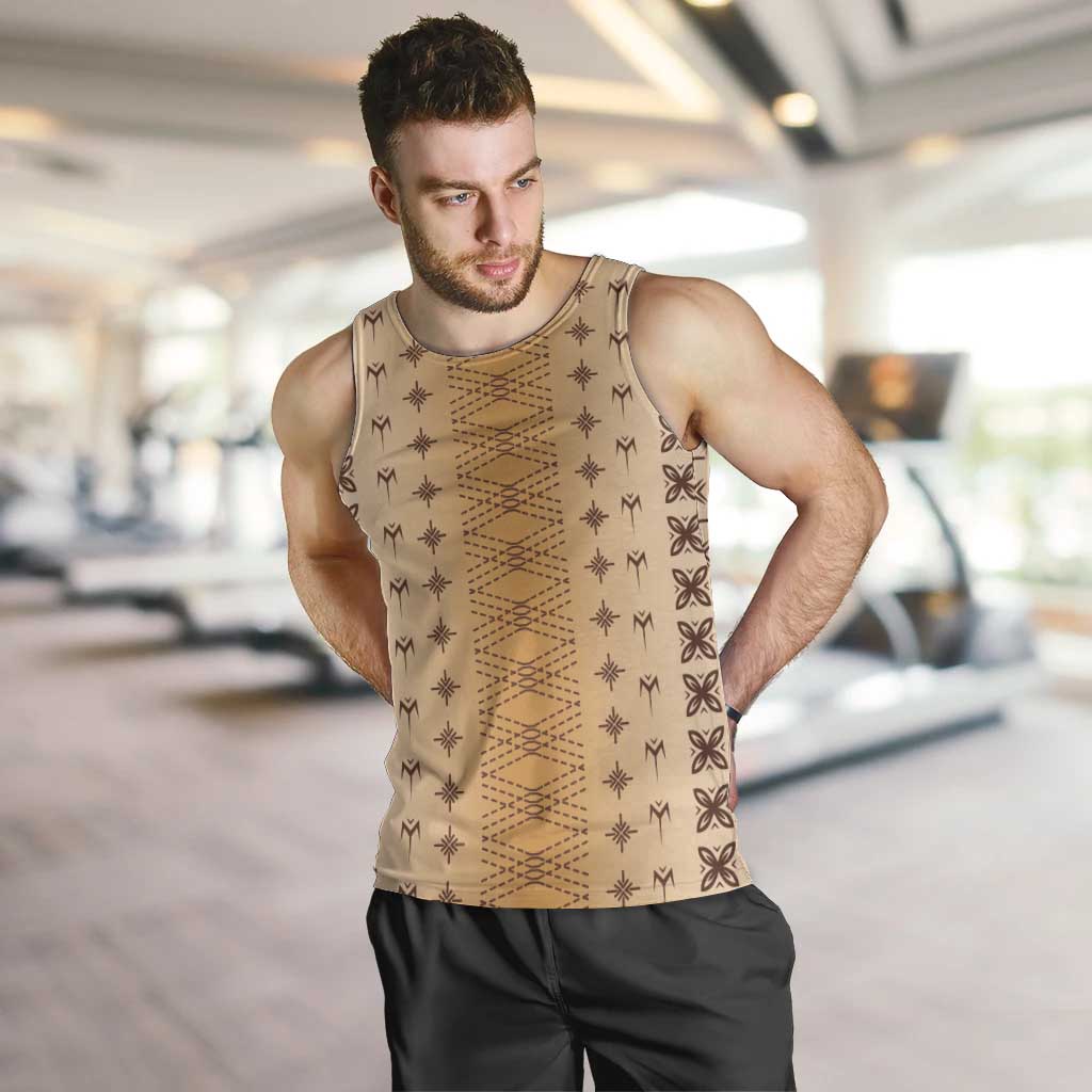 Beige Samoa Malu Tattoo Inspired Men Tank Top - Polynesian Pride