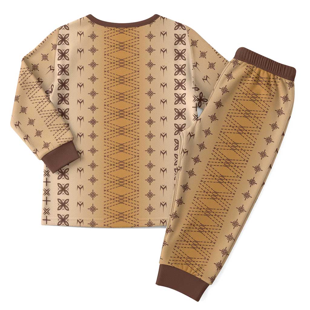 Beige Samoa Malu Tattoo Inspired Christmas Pajama Set - Polynesian Pride