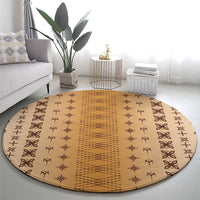 Beige Samoa Malu Tattoo Inspired Round Carpet - Polynesian Pride