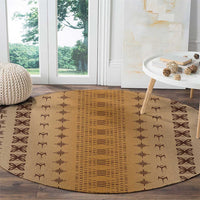 Beige Samoa Malu Tattoo Inspired Round Carpet - Polynesian Pride