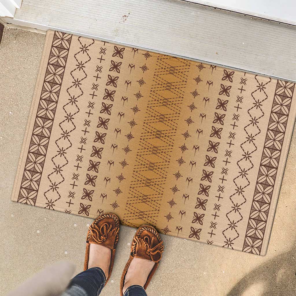 Beige Samoa Malu Tattoo Inspired Rubber Doormat - Polynesian Pride
