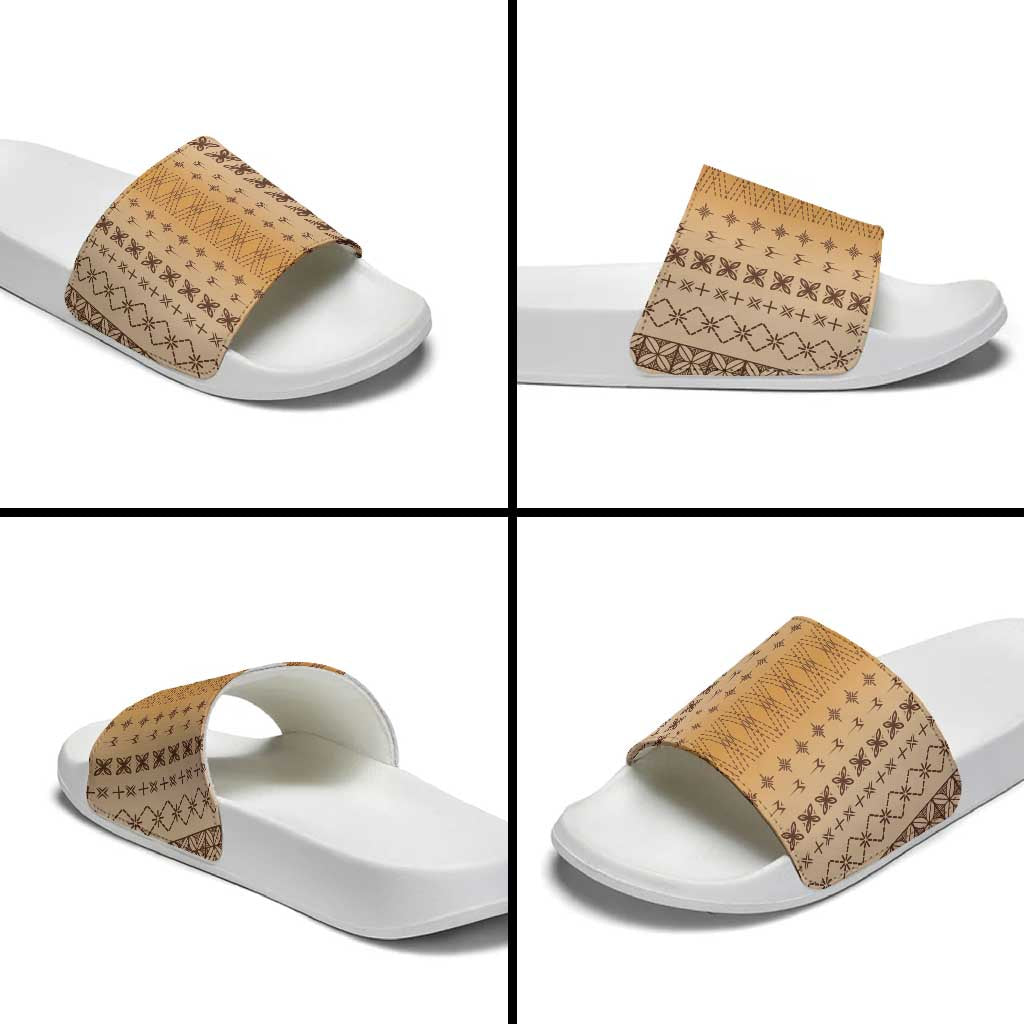 Beige Samoa Malu Tattoo Inspired Slide Sandals - Polynesian Pride