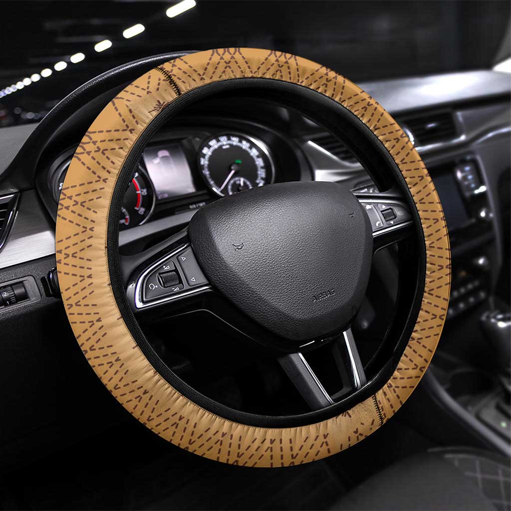 Beige Samoa Malu Tattoo Inspired Steering Wheel Cover - Polynesian Pride