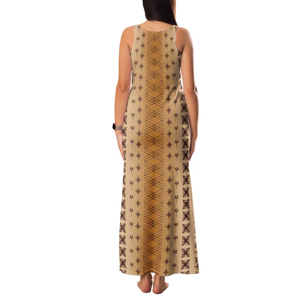 Beige Samoa Malu Tattoo Inspired Tank Maxi Dress - Polynesian Pride