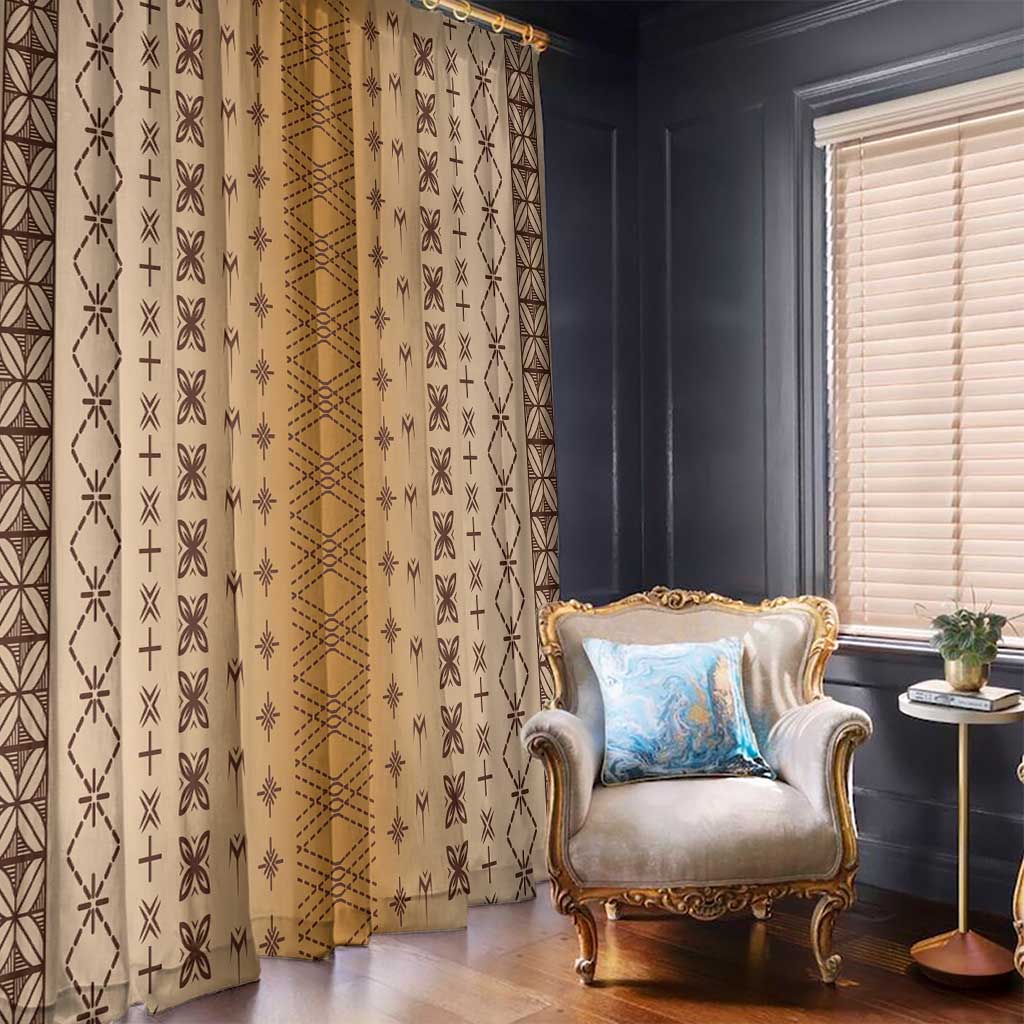 Beige Samoa Malu Tattoo Inspired Window Curtain - Polynesian Pride