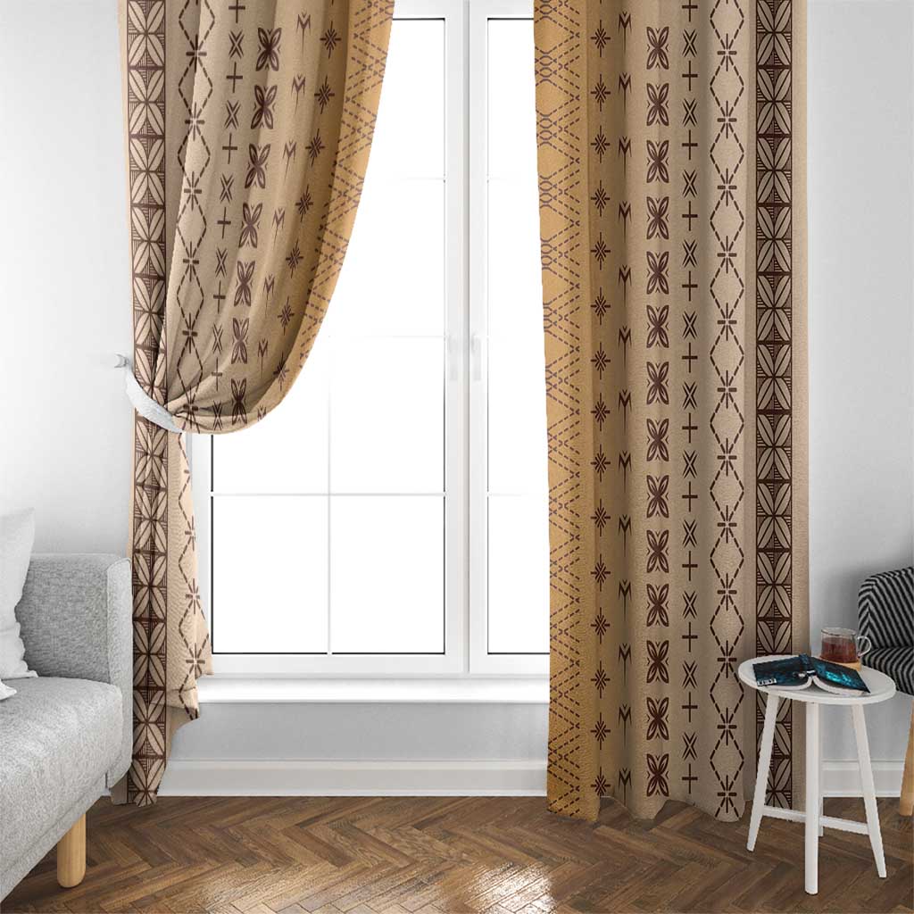 Beige Samoa Malu Tattoo Inspired Window Curtain - Polynesian Pride