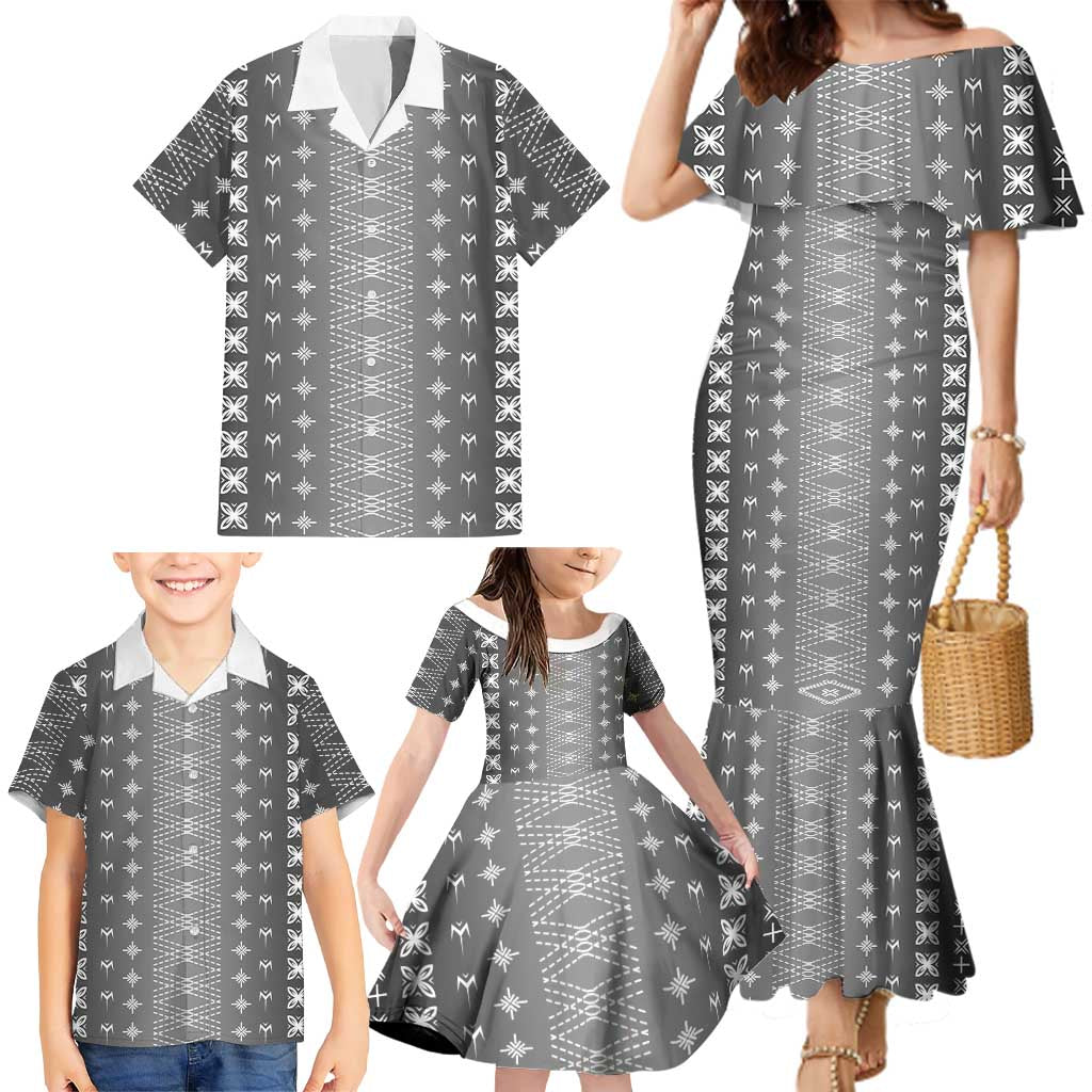 Black Samoa Malu Tattoo Inspired Family Matching Mermaid Dress and Hawaiian Shirt - Polynesian Pride