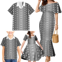 Black Samoa Malu Tattoo Inspired Family Matching Mermaid Dress and Hawaiian Shirt - Polynesian Pride