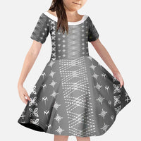 Black Samoa Malu Tattoo Inspired Family Matching Off The Shoulder Long Sleeve Dress and Hawaiian Shirt - Polynesian Pride