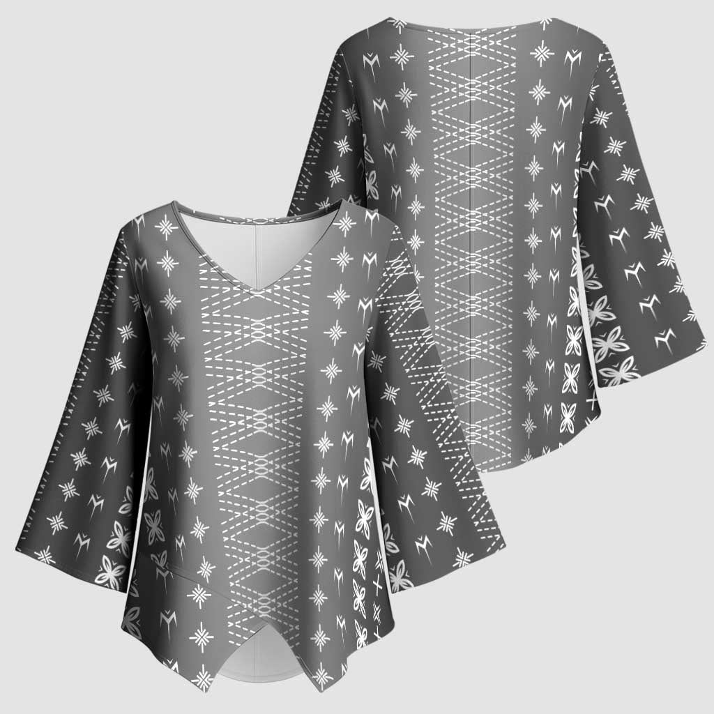 Black Samoa Malu Tattoo Inspired Kimono Sleeve Blouse - Polynesian Pride
