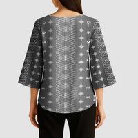 Black Samoa Malu Tattoo Inspired Kimono Sleeve Blouse - Polynesian Pride