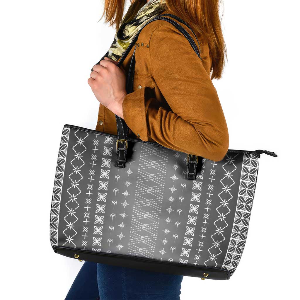 Black Samoa Malu Tattoo Inspired Leather Tote Bag - Polynesian Pride
