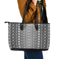 Black Samoa Malu Tattoo Inspired Leather Tote Bag - Polynesian Pride