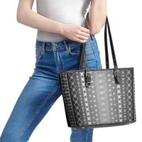 Black Samoa Malu Tattoo Inspired Leather Tote Bag - Polynesian Pride