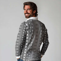 Black Samoa Malu Tattoo Inspired Long Sleeve Polo Shirt - Polynesian Pride