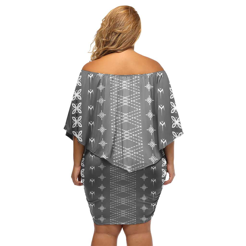 Black Samoa Malu Tattoo Inspired Off Shoulder Short Dress - Polynesian Pride