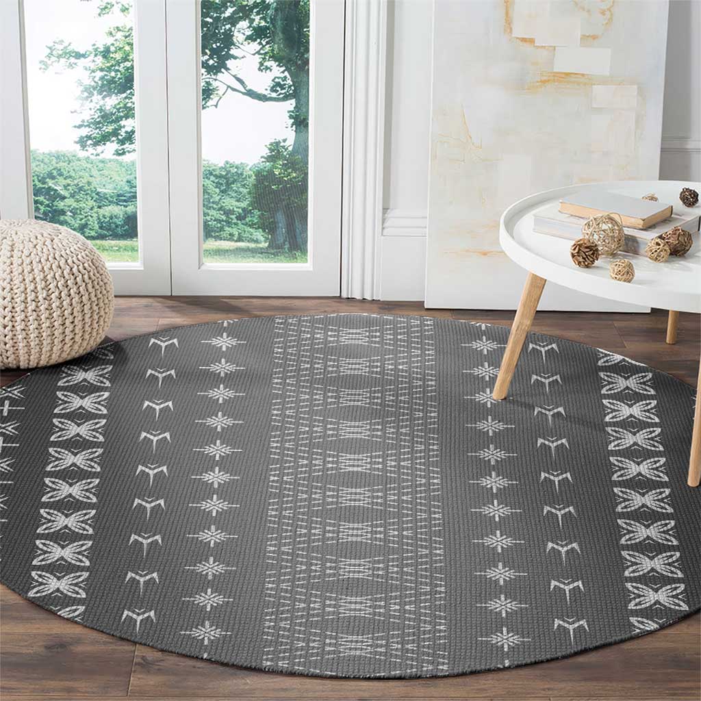 Black Samoa Malu Tattoo Inspired Round Carpet - Polynesian Pride
