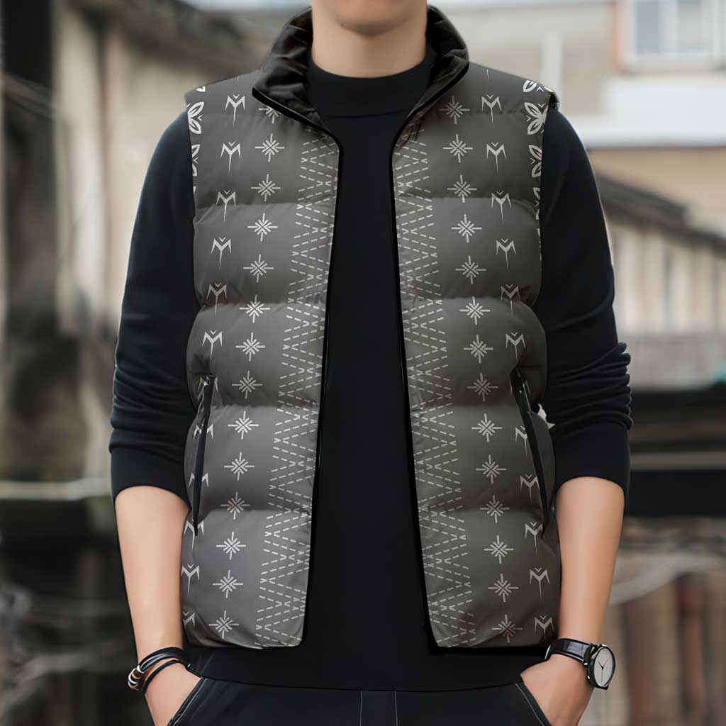 Black Samoa Malu Tattoo Inspired Sleeveless Puffer Jacket - Polynesian Pride