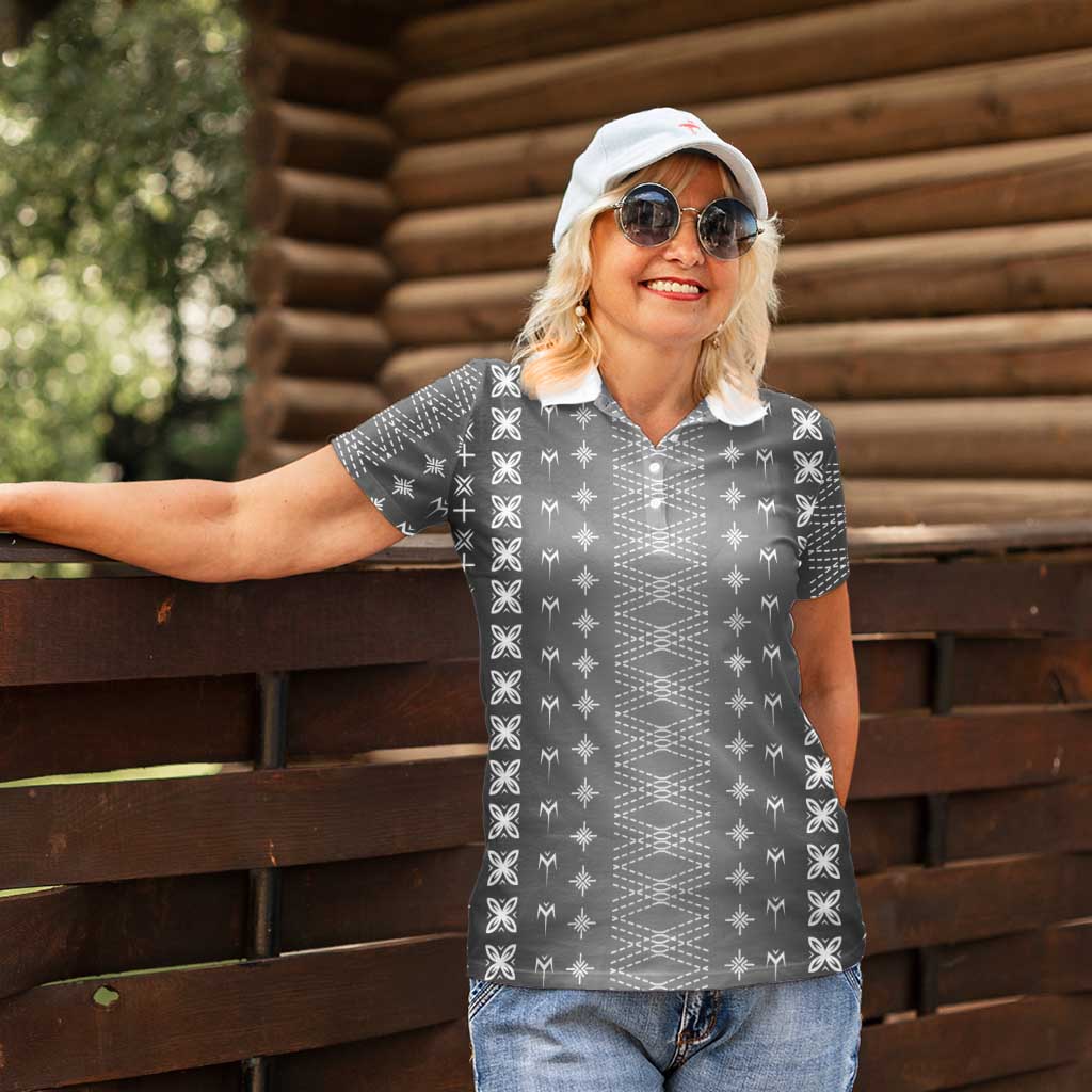 Black Samoa Malu Tattoo Inspired Women Polo Shirt - Polynesian Pride