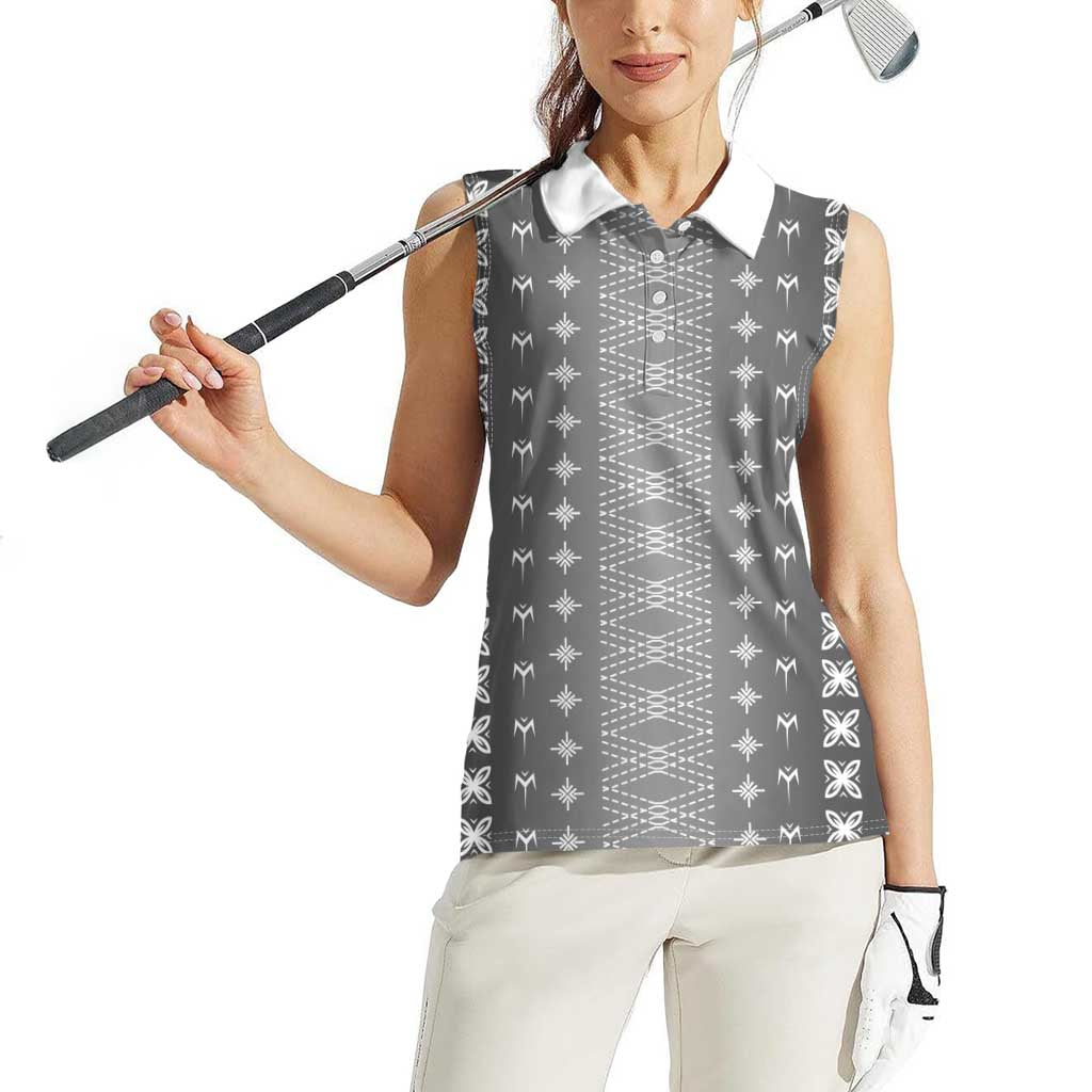 Black Samoa Malu Tattoo Inspired Women Sleeveless Polo Shirt - Polynesian Pride