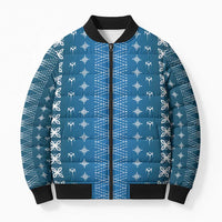 Blue Samoa Malu Tattoo Inspired Bomber Puffer Jacket - Polynesian Pride
