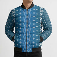 Blue Samoa Malu Tattoo Inspired Bomber Puffer Jacket - Polynesian Pride