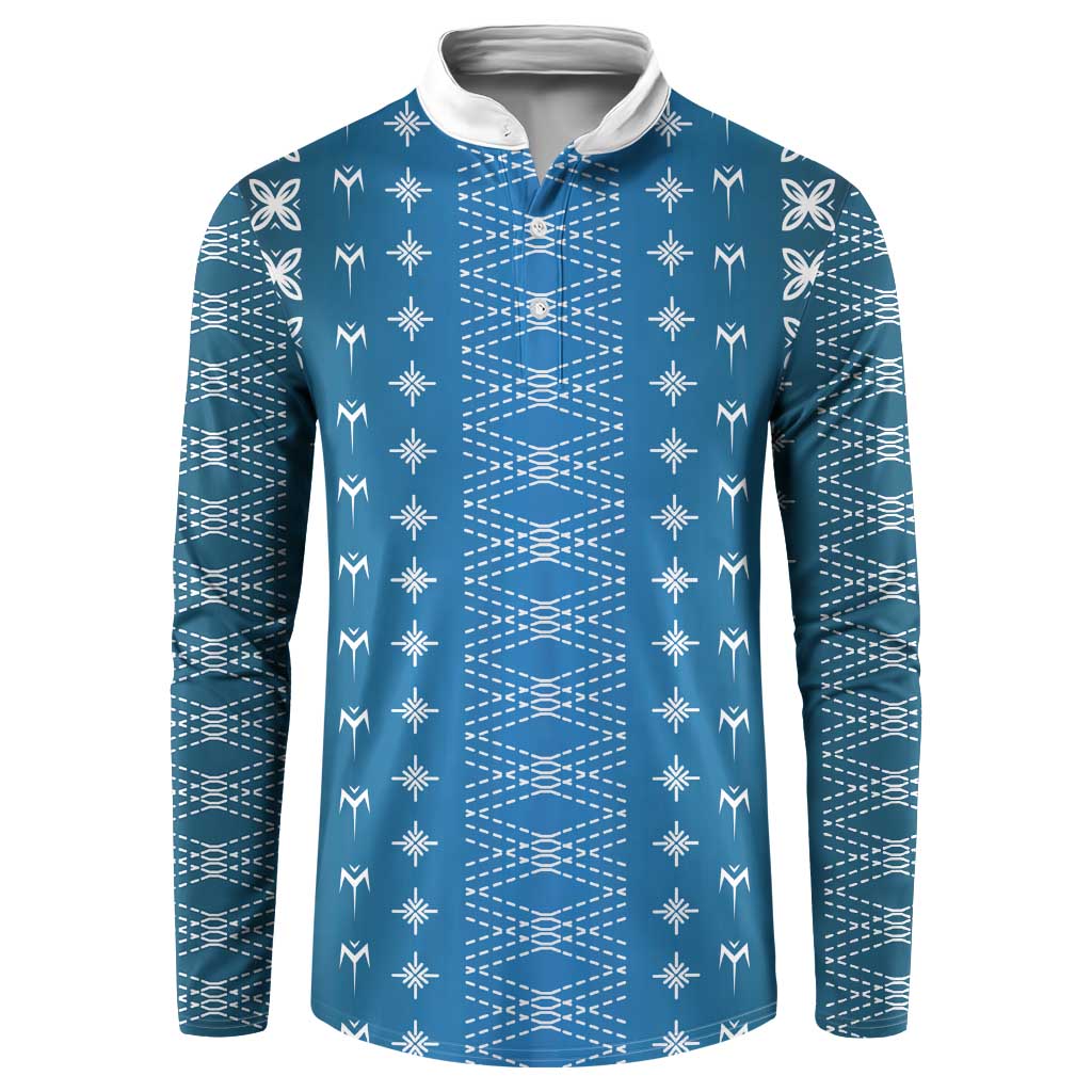 Blue Samoa Malu Tattoo Inspired Button Sweatshirt - Polynesian Pride