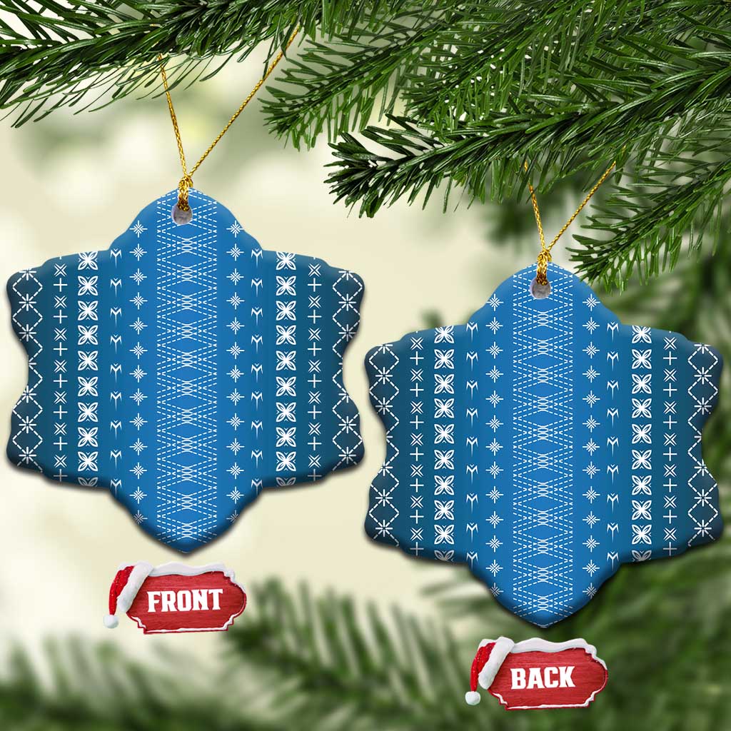 Blue Samoa Malu Tattoo Inspired Ceramic Ornament - Polynesian Pride