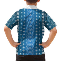 Blue Samoa Malu Tattoo Inspired Family Matching Long Sleeve Bodycon Dress and Hawaiian Shirt - Polynesian Pride