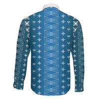 Blue Samoa Malu Tattoo Inspired Family Matching Off Shoulder Maxi Dress and Hawaiian Shirt - Polynesian Pride