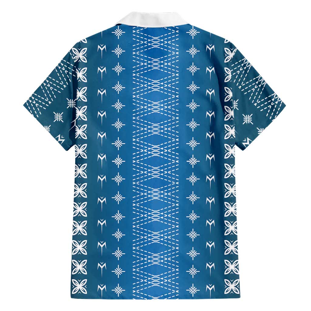 Blue Samoa Malu Tattoo Inspired Family Matching Tank Maxi Dress and Hawaiian Shirt - Polynesian Pride