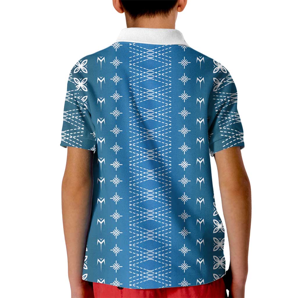 Blue Samoa Malu Tattoo Inspired Kid Polo Shirt - Polynesian Pride
