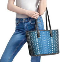 Blue Samoa Malu Tattoo Inspired Leather Tote Bag - Polynesian Pride
