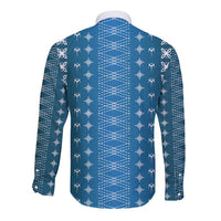 Blue Samoa Malu Tattoo Inspired Long Sleeve Button Shirt - Polynesian Pride